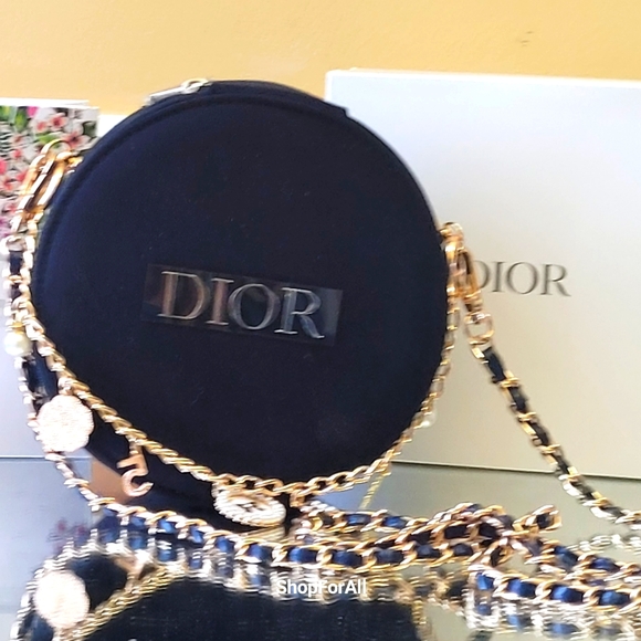 💥 Hostpick Dior Vanity Pouch Makeup Case with inner mirror Black circular 15×7c - Picture 3 of 16